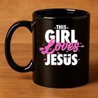 Cute This Girl Loves Jesus 11oz C Handle Ceramic Mug thumb 4