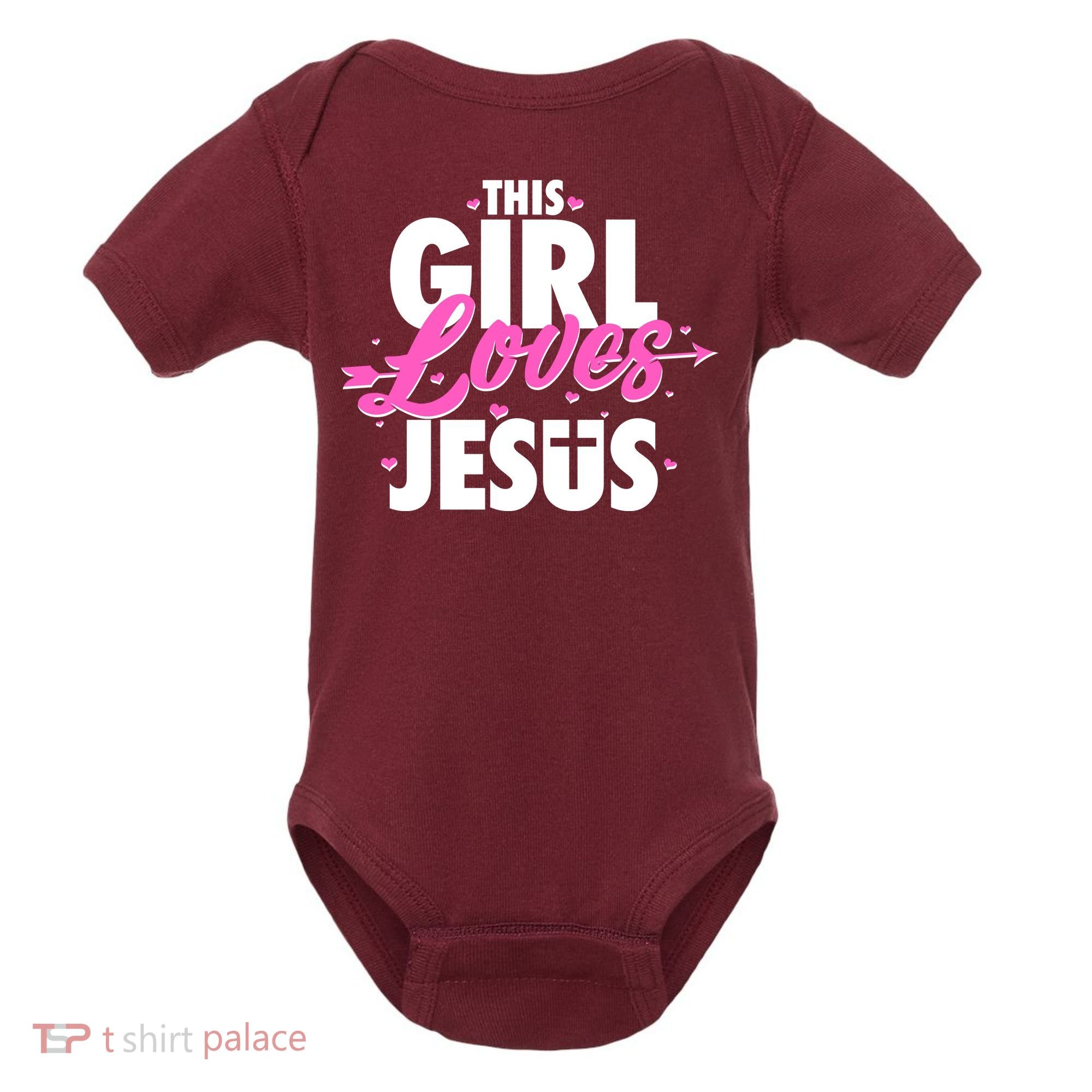 Cute This Girl Loves Jesus Baby Bodysuit