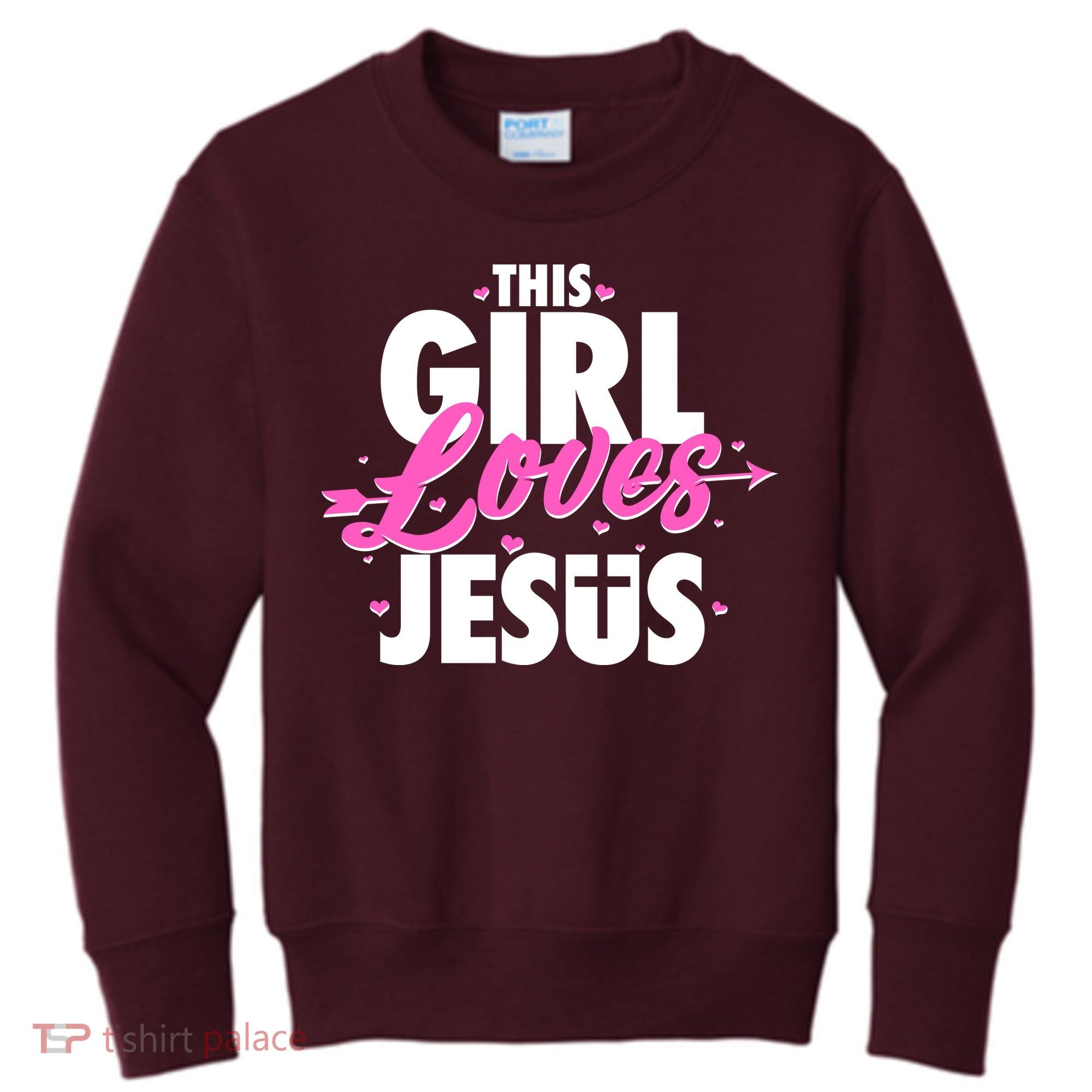 Cute This Girl Loves Jesus Kids Sweatshirt