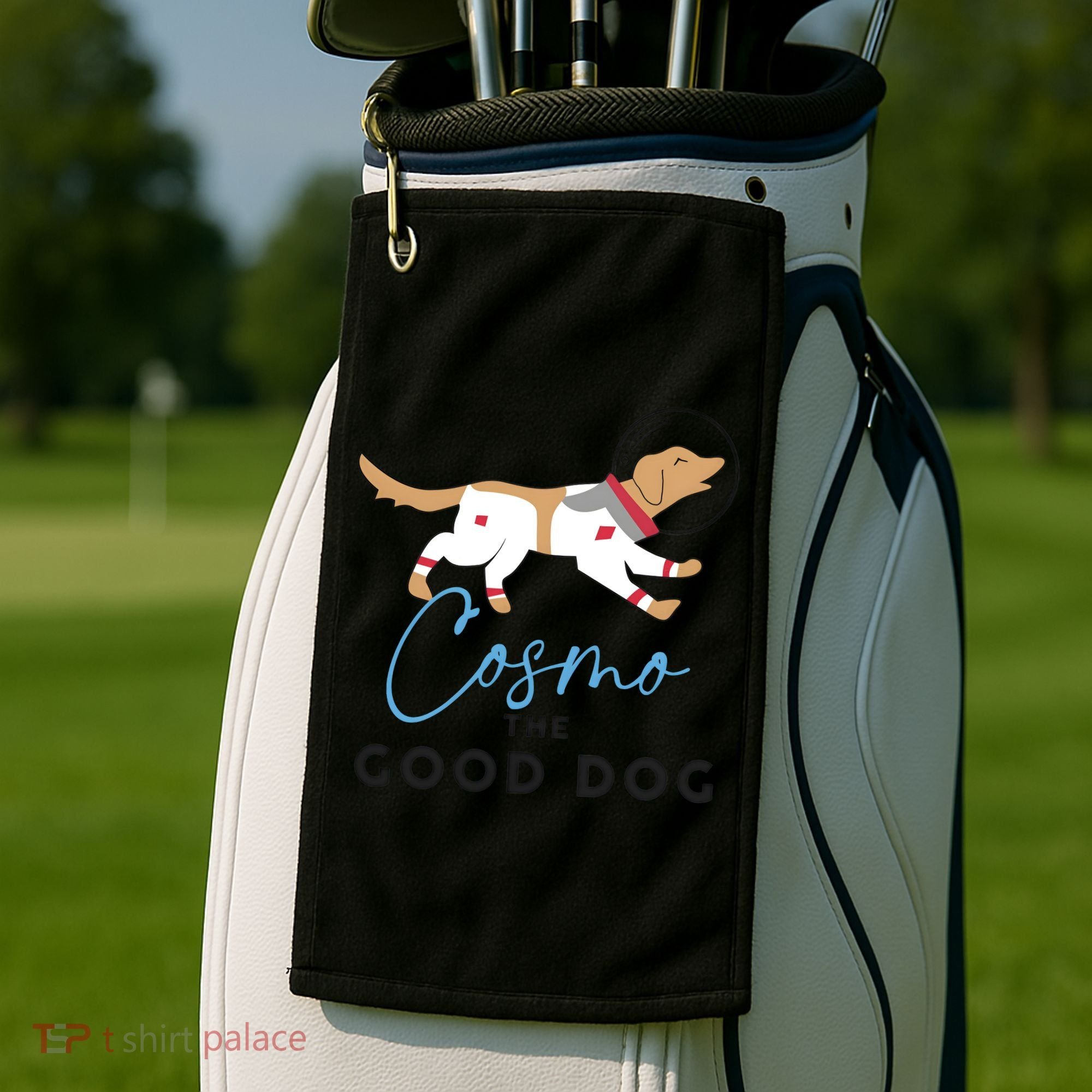 Cosmo The Good Dog Rocket Lylla Floor & Teefs Space Dog Golf Towel