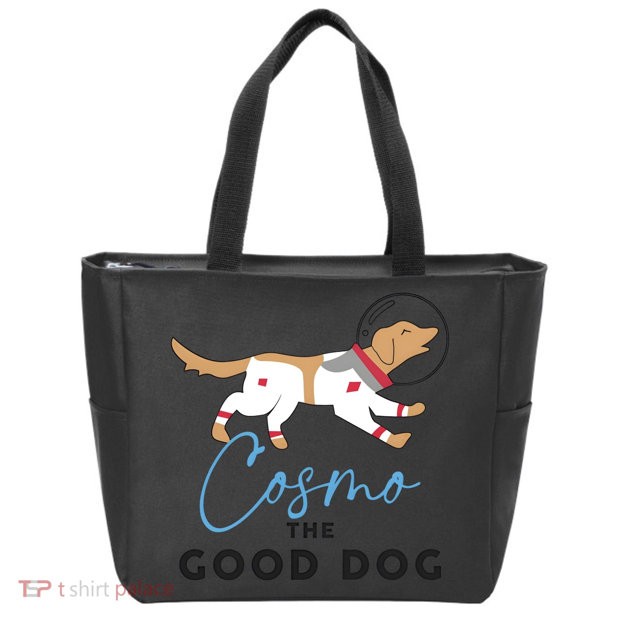 Cosmo The Good Dog Rocket Lylla Floor & Teefs Space Dog Tote Bag