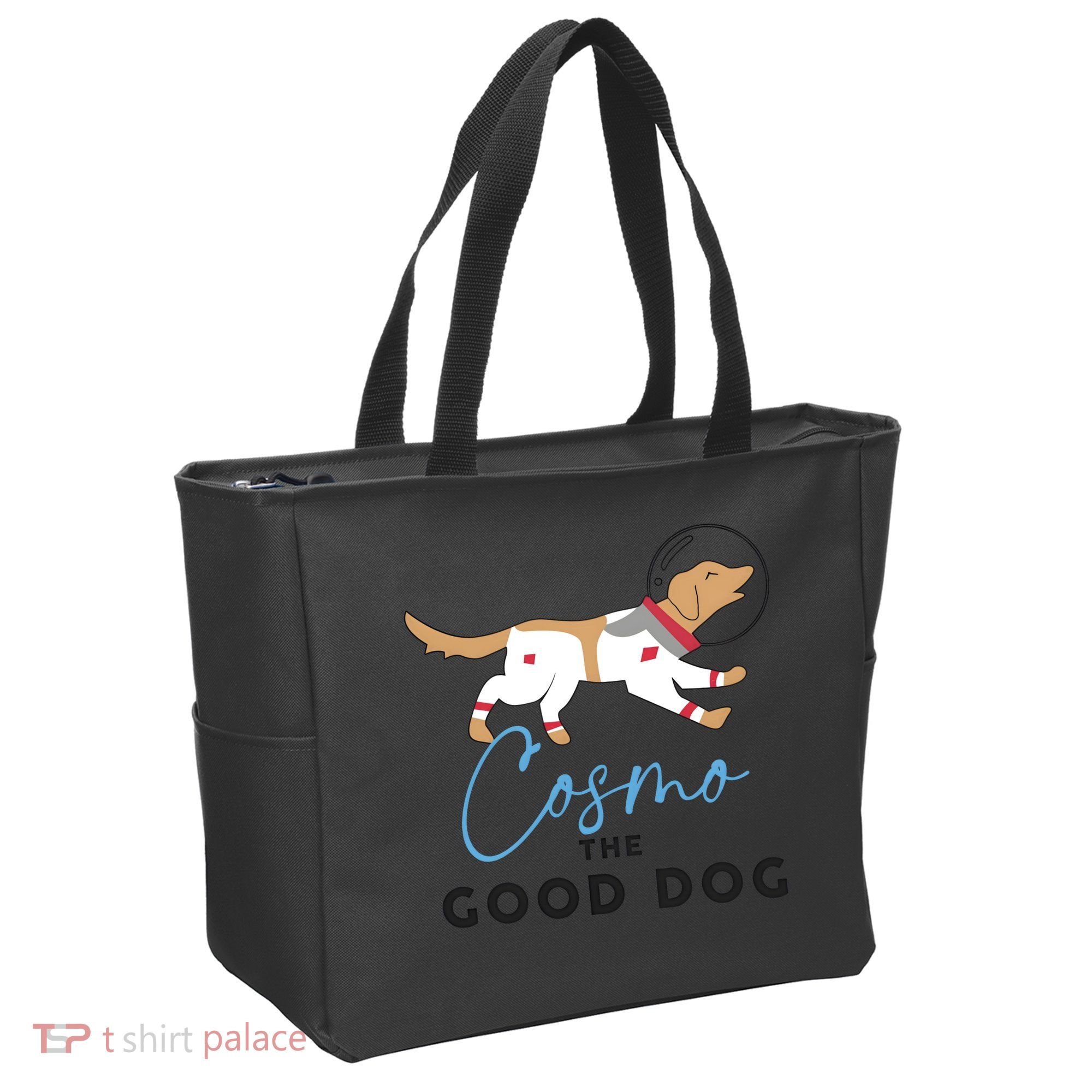 Cosmo The Good Dog Rocket Lylla Floor & Teefs Space Dog Tote Bag