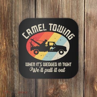 Camel Towing Halloween Retro Coaster