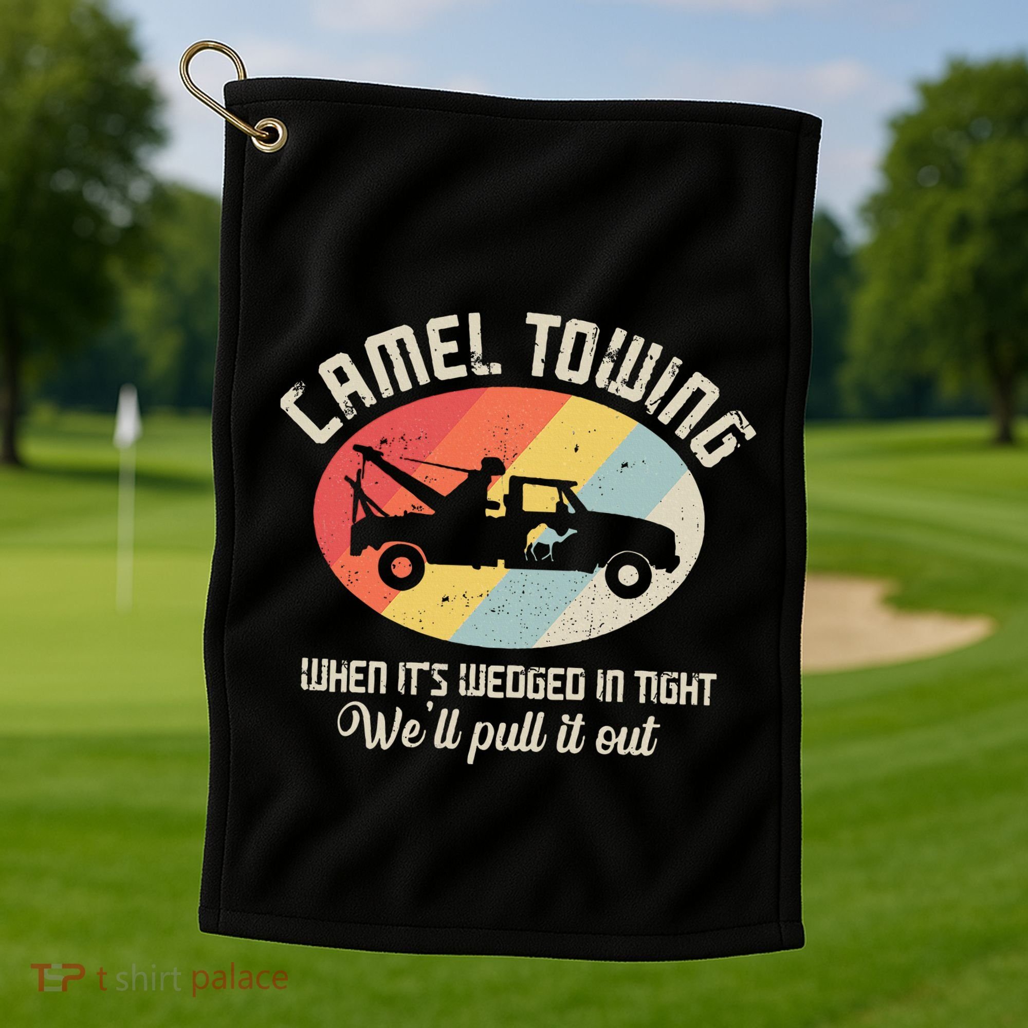 Camel Towing Halloween Retro Golf Towel