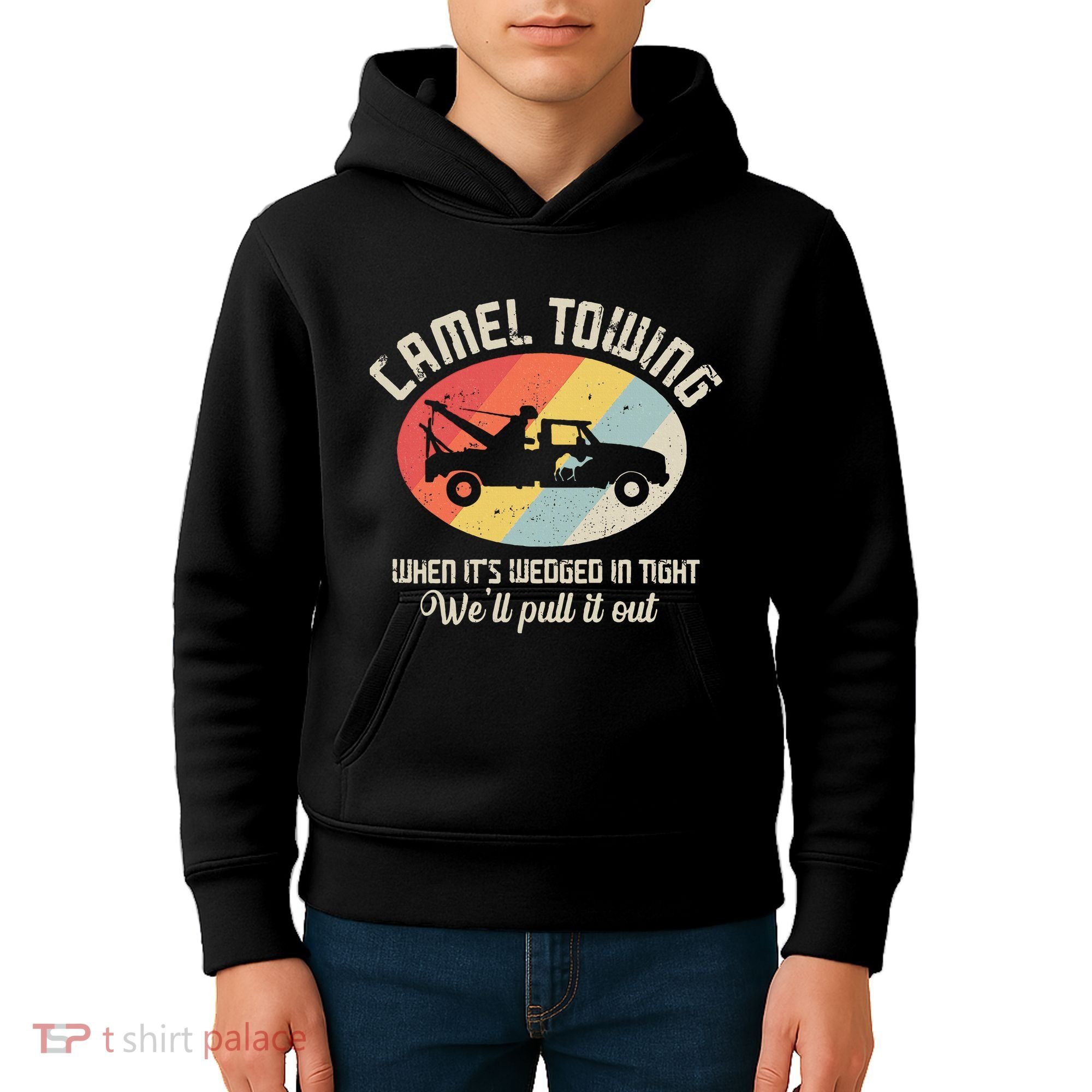Camel Towing Halloween Retro Kids Hoodie