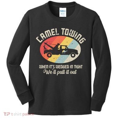 Camel Towing Halloween Retro Kids Long Sleeve Shirt