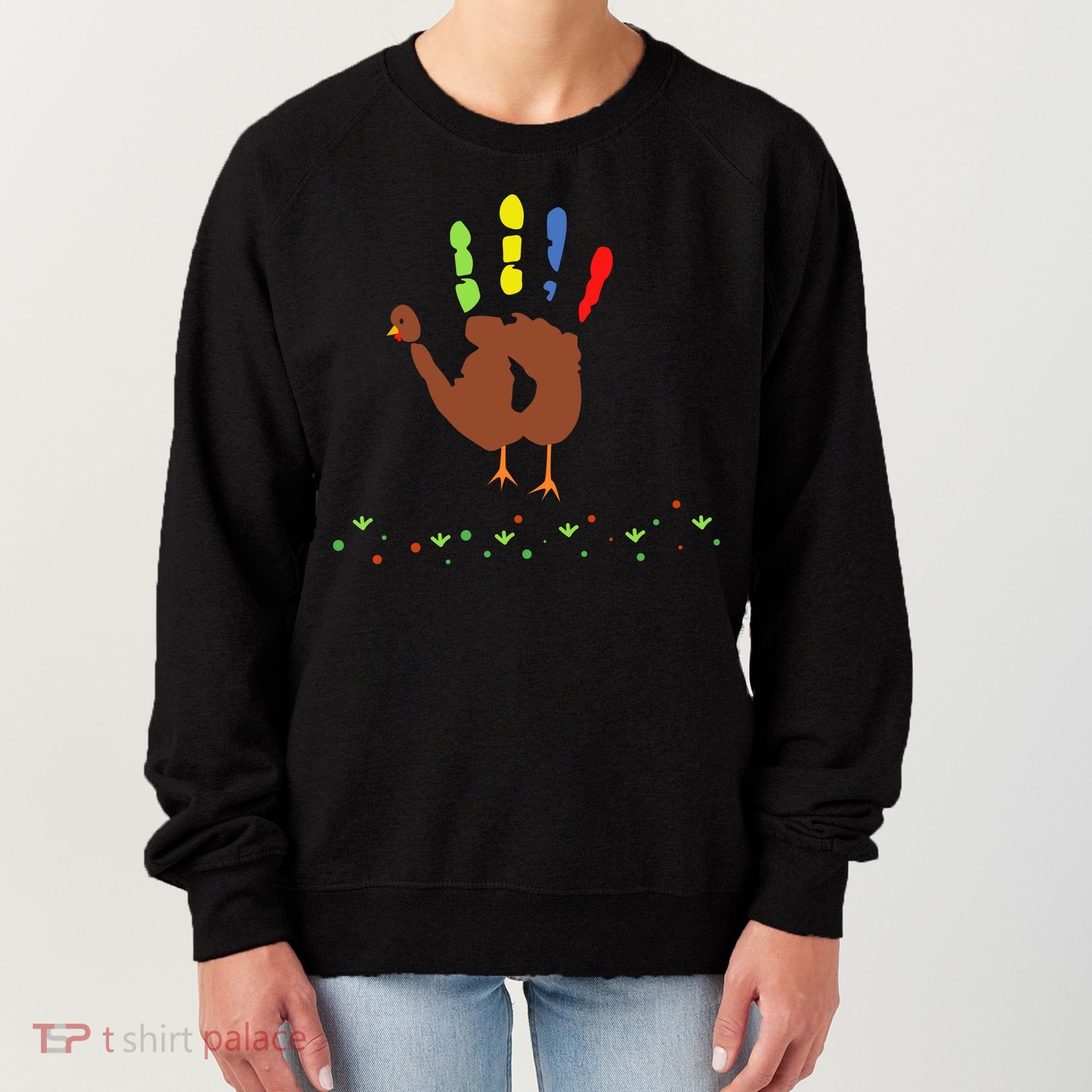 Cutest Turkey Handprint Thanksgiving Women's Sweatshirt