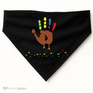 Cutest Turkey Handprint Thanksgiving USA-Made Doggie Bandana