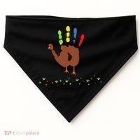 Cutest Turkey Handprint Thanksgiving USA-Made Doggie Bandana thumb 0