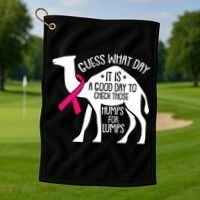 Check Those Humps Lumps Breast Cancer Awareness Warrior Golf Towel thumb 1