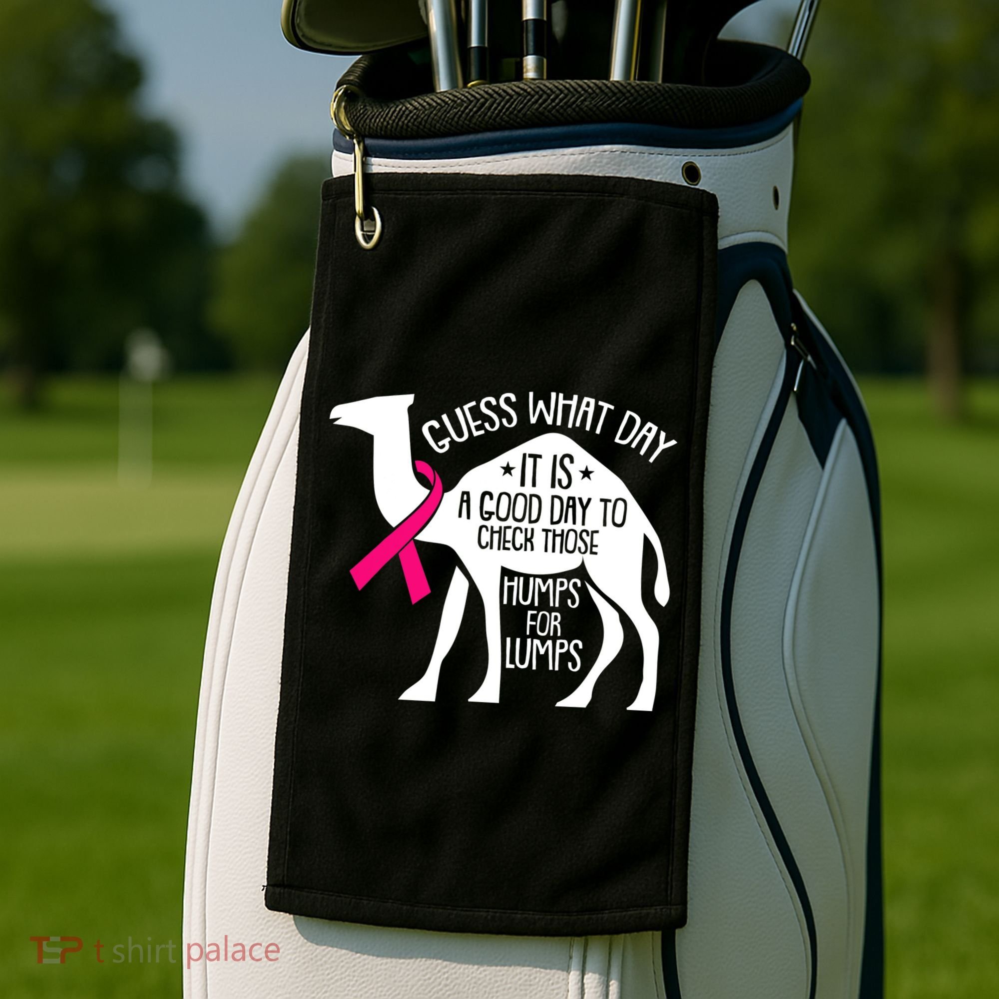 Check Those Humps Lumps Breast Cancer Awareness Warrior Golf Towel