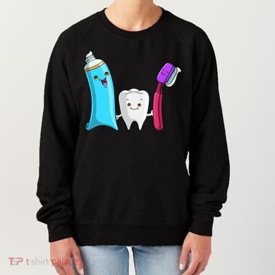 Cute Tooth Holding Toothbrush And Toot Paste Women's Sweatshirt