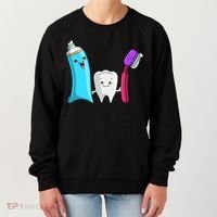 Cute Tooth Holding Toothbrush And Toot Paste Women's Sweatshirt thumb 0