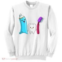Cute Tooth Holding Toothbrush And Toot Paste Sweatshirt thumb 0