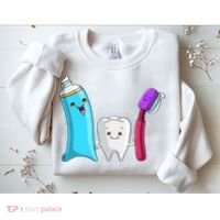 Cute Tooth Holding Toothbrush And Toot Paste Sweatshirt thumb 2