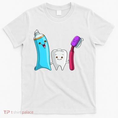 Cute Tooth Holding Toothbrush And Toot Paste T-Shirt