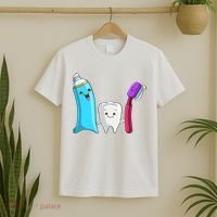 Cute Tooth Holding Toothbrush And Toot Paste T-Shirt thumb 2