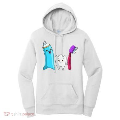 Cute Tooth Holding Toothbrush And Toot Paste Women's Hoodie
