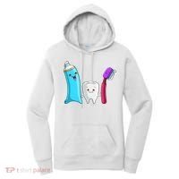 Cute Tooth Holding Toothbrush And Toot Paste Women's Hoodie thumb 0