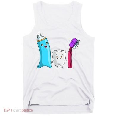 Cute Tooth Holding Toothbrush And Toot Paste Tank Top