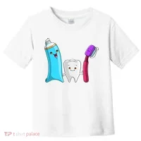 Cute Tooth Holding Toothbrush And Toot Paste Toddler T-Shirt thumb 0