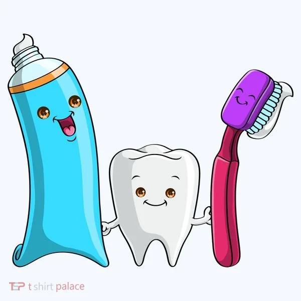 Cute Tooth Holding Toothbrush And Toot Paste Kids T-Shirt