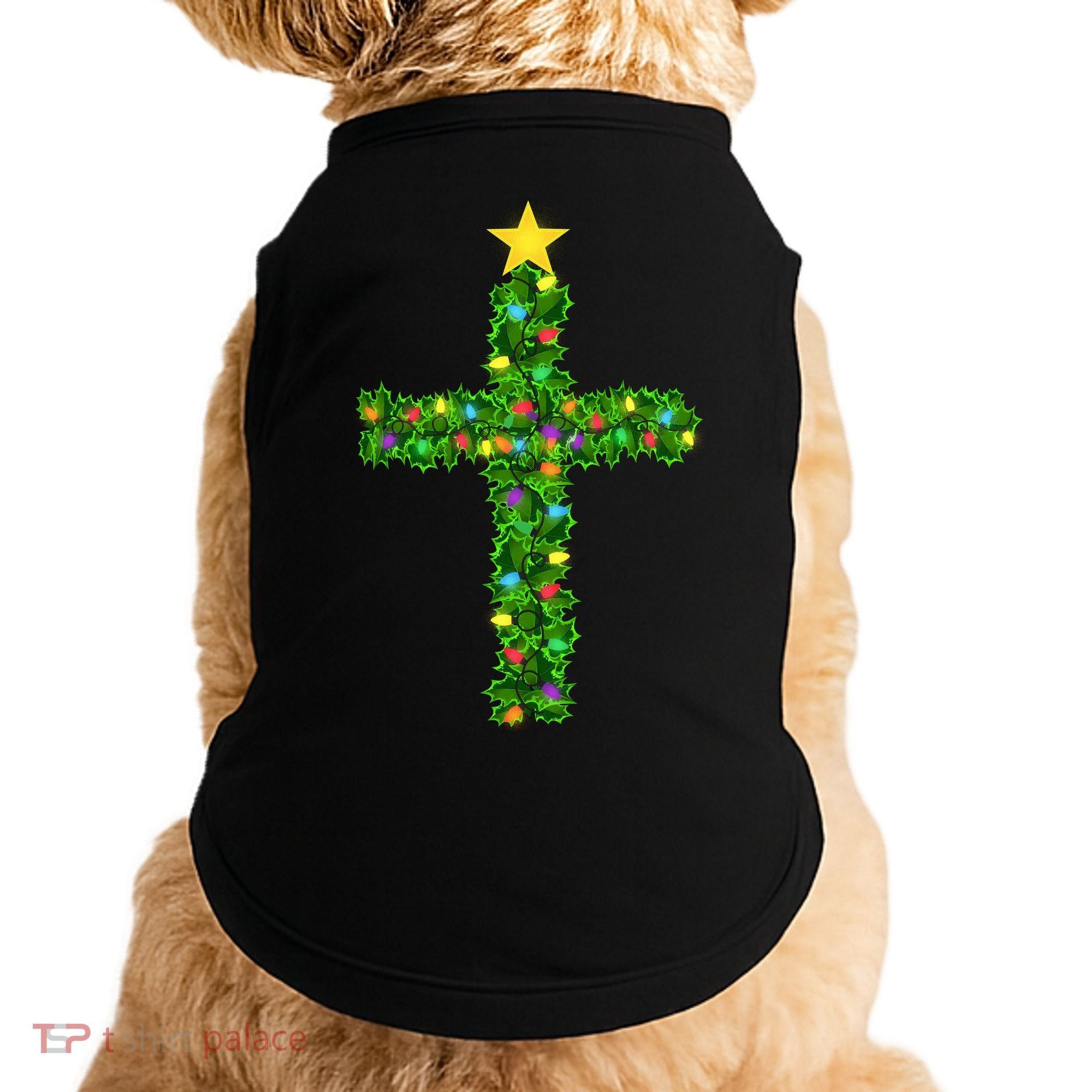 Christmas Tree Holly Cross Doggie Tank