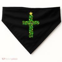 Christmas Tree Holly Cross USA-Made Doggie Bandana thumb 0