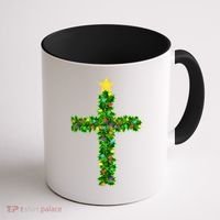 Christmas Tree Holly Cross Coffee Mug thumb 1