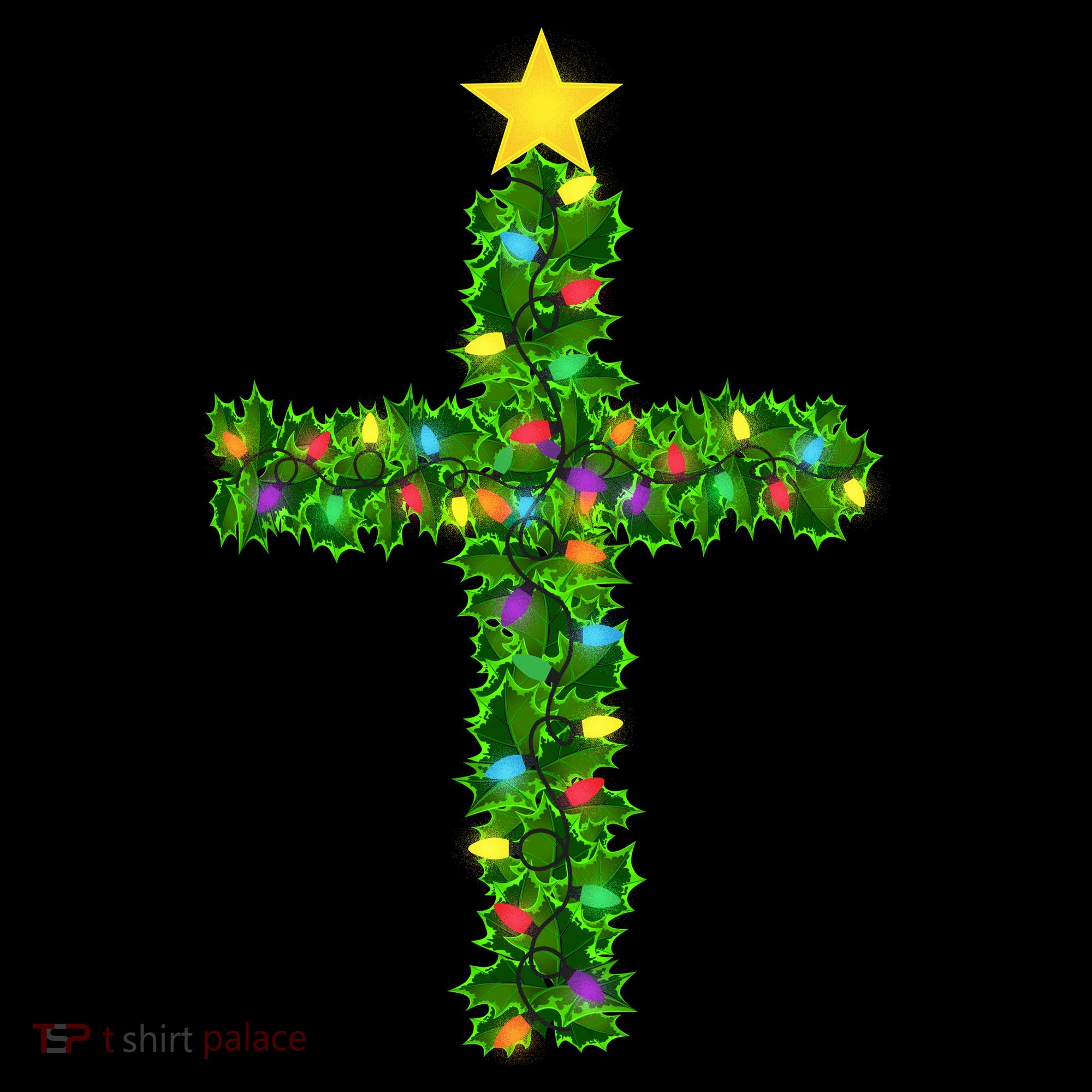 Christmas Tree Holly Cross Women's Hoodie