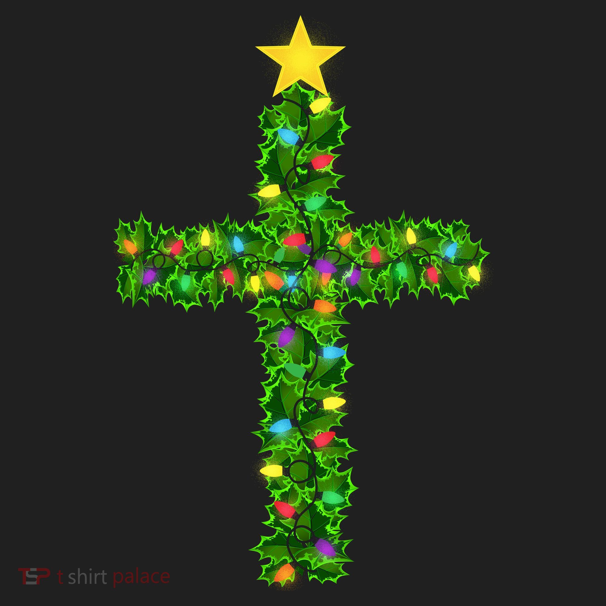Christmas Tree Holly Cross Hat