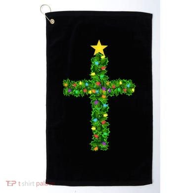 Christmas Tree Holly Cross Golf Towel
