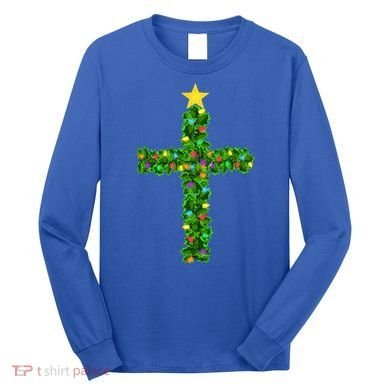 Christmas Tree Holly Cross Long Sleeve Shirt