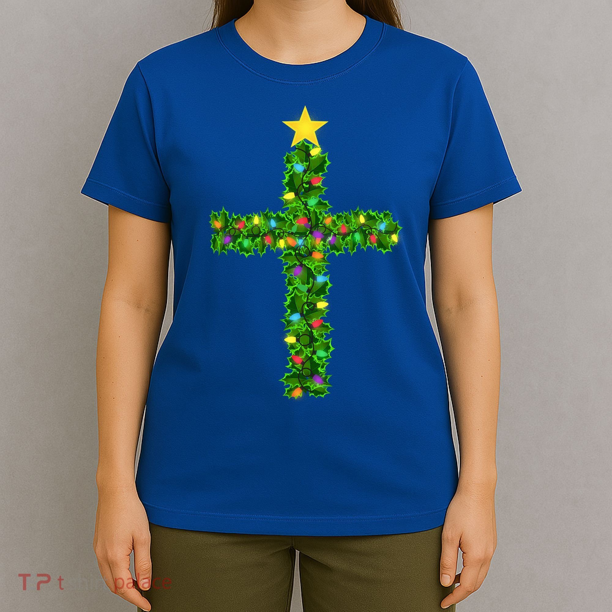 Christmas Tree Holly Cross T-Shirt