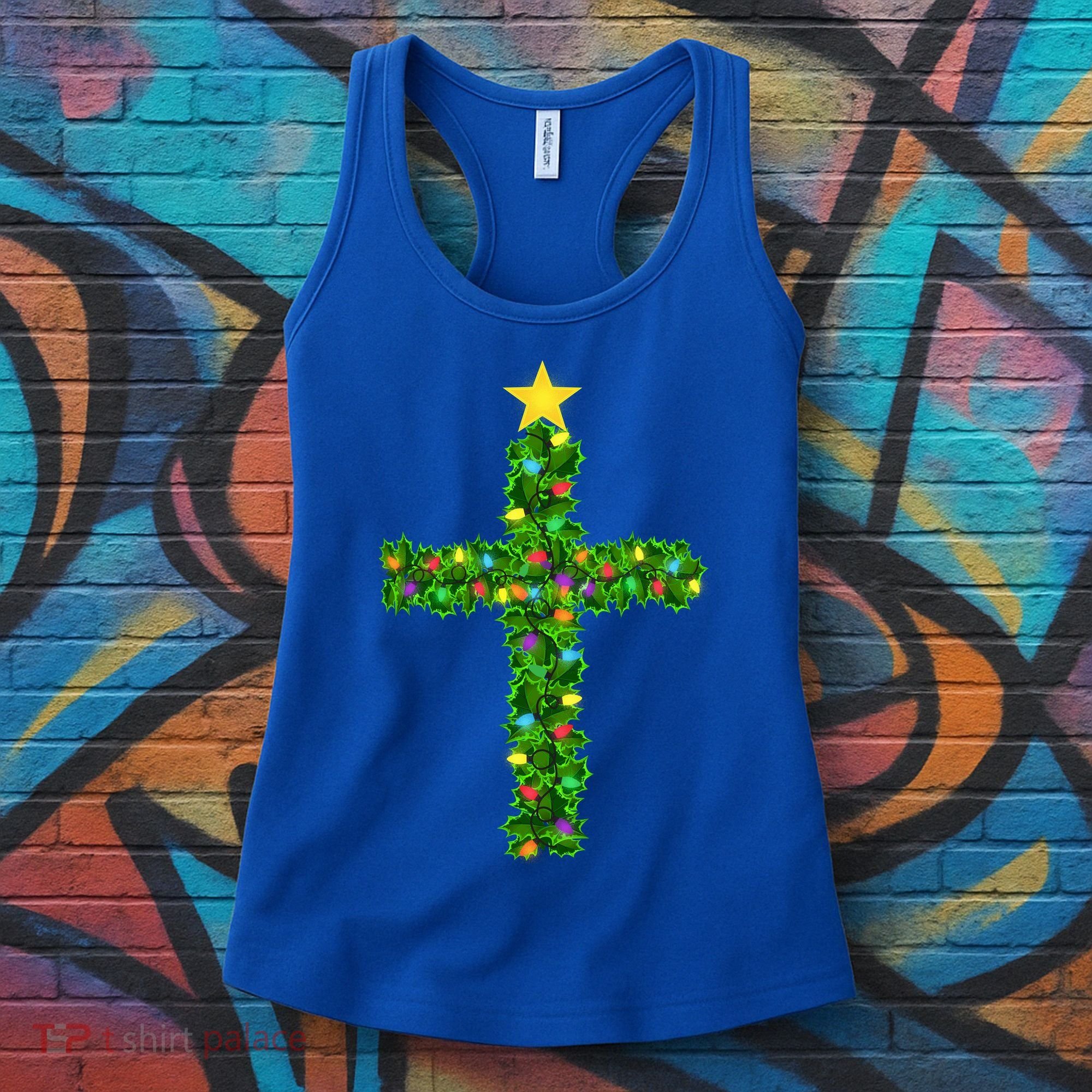 Christmas Tree Holly Cross Women's Tank Top
