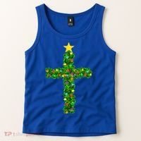 Christmas Tree Holly Cross Tank Top thumb 2