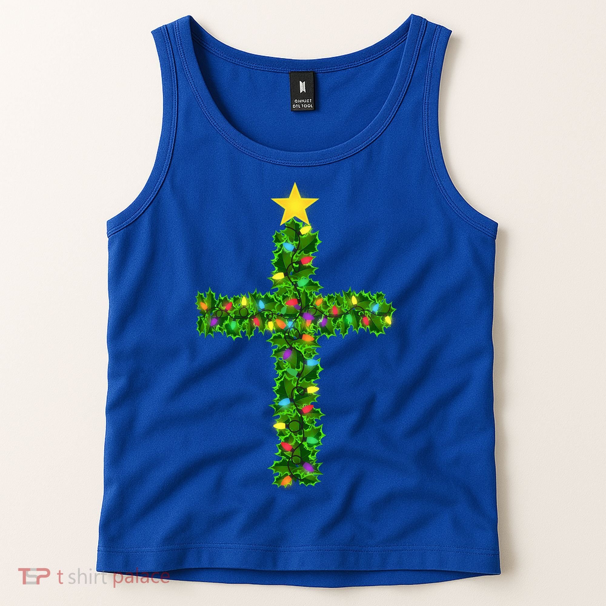 Christmas Tree Holly Cross Tank Top
