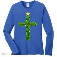 Christmas Tree Holly Cross Women's Long Sleeve Shirt thumb 0