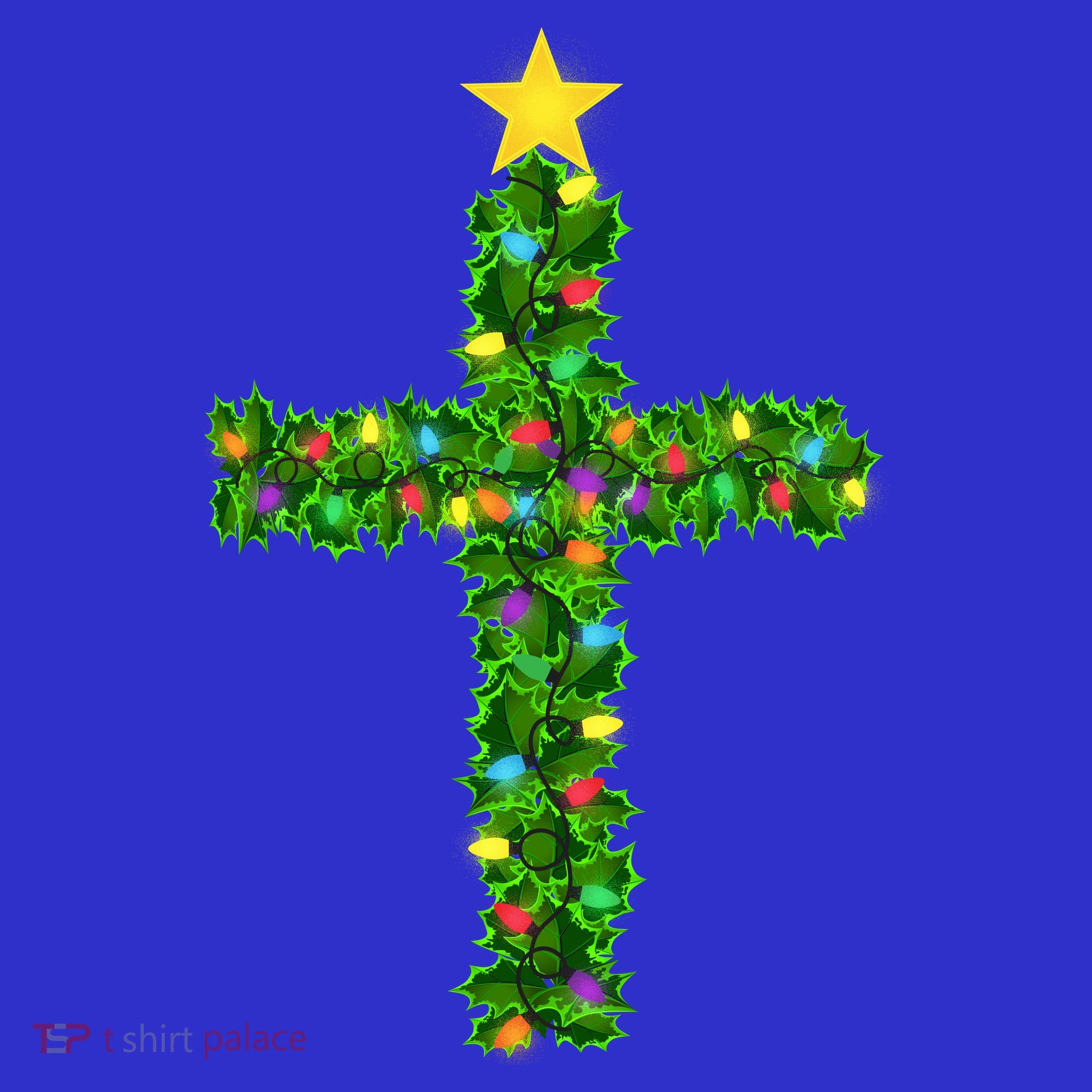 Christmas Tree Holly Cross Women's Long Sleeve Shirt