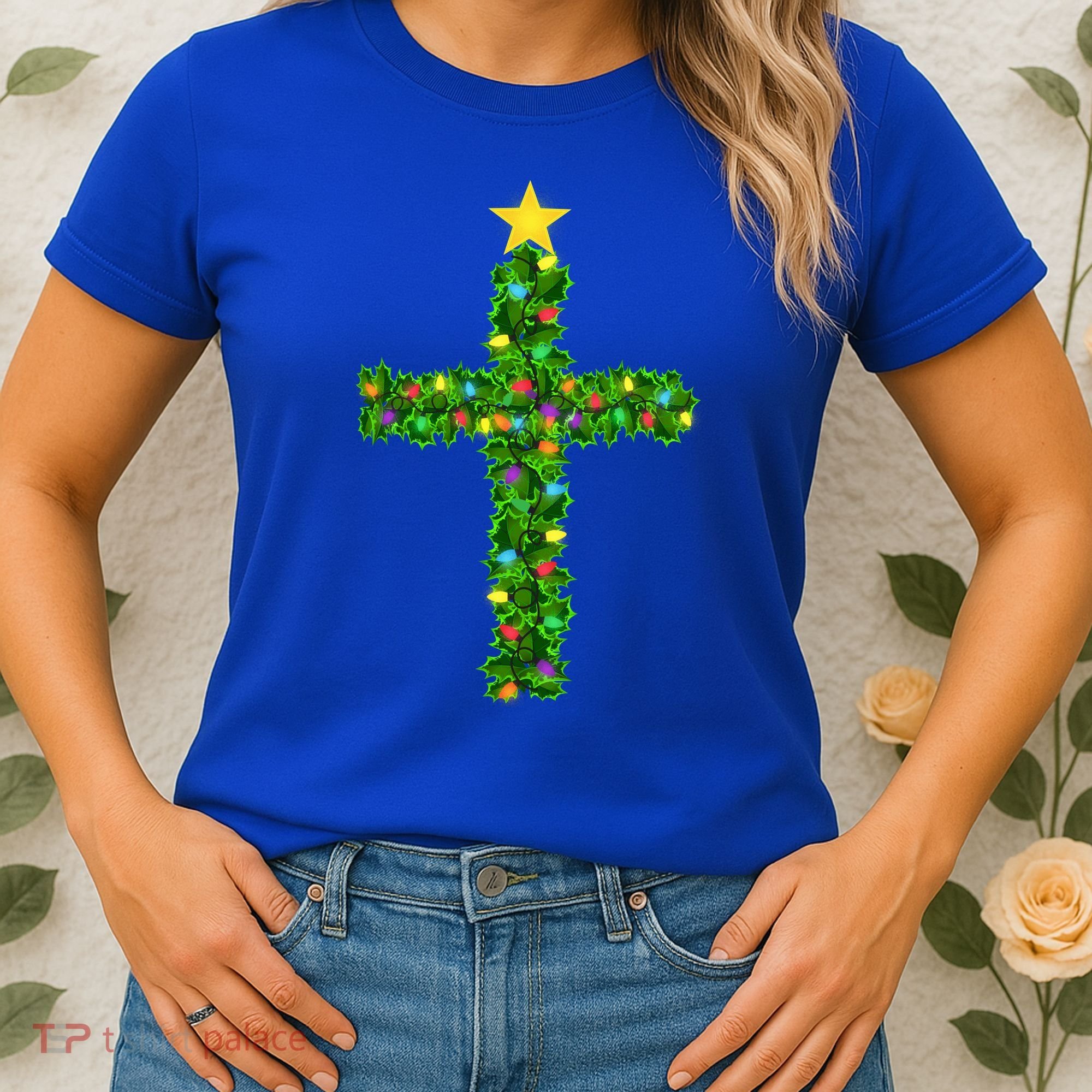 Christmas Tree Holly Cross Women's T-Shirt