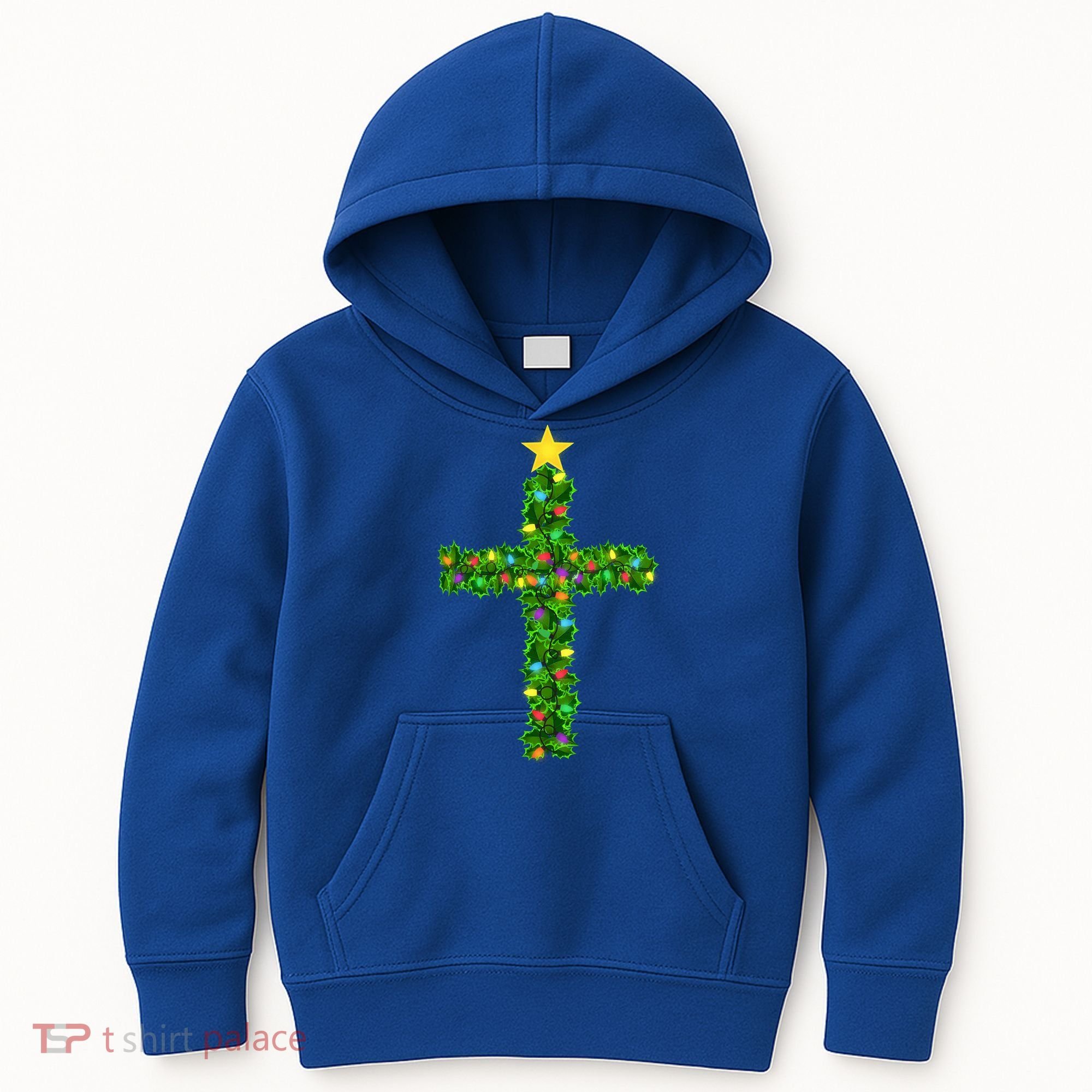 Christmas Tree Holly Cross Kids Hoodie