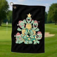 Christmas Turtles Holiday Tree Golf Towel thumb 1
