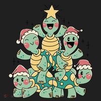 Christmas Turtles Holiday Tree Golf Towel thumb 3