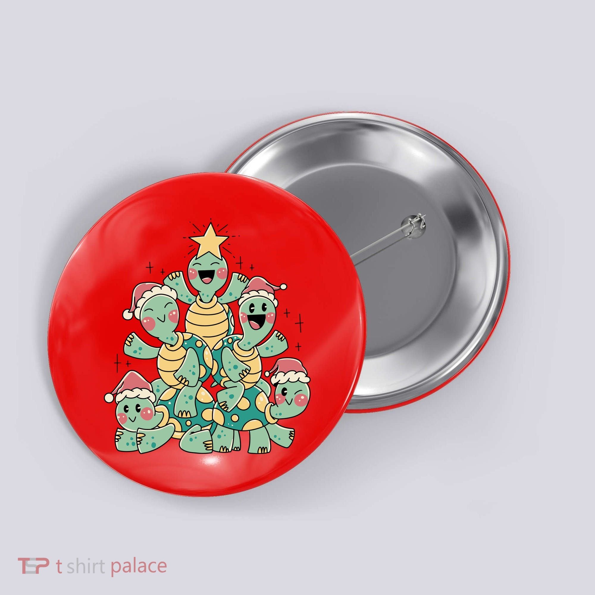 Christmas Turtles Holiday Tree Button