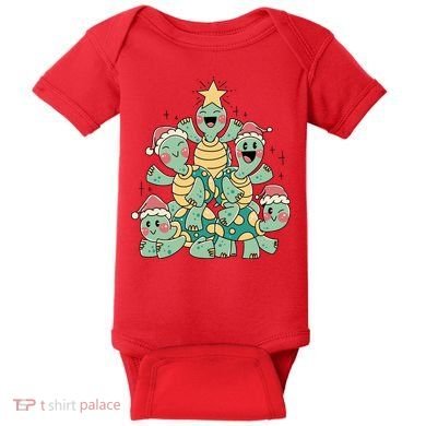 Christmas Turtles Holiday Tree Baby Bodysuit