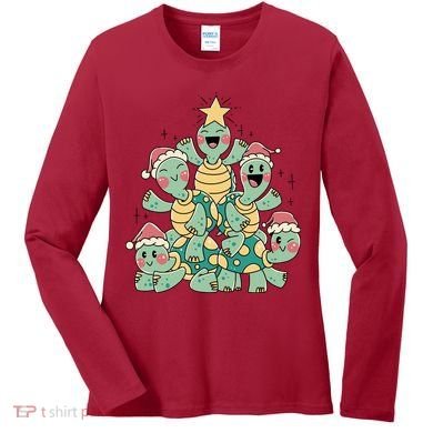 Christmas Turtles Holiday Tree Women's Long Sleeve Shirt