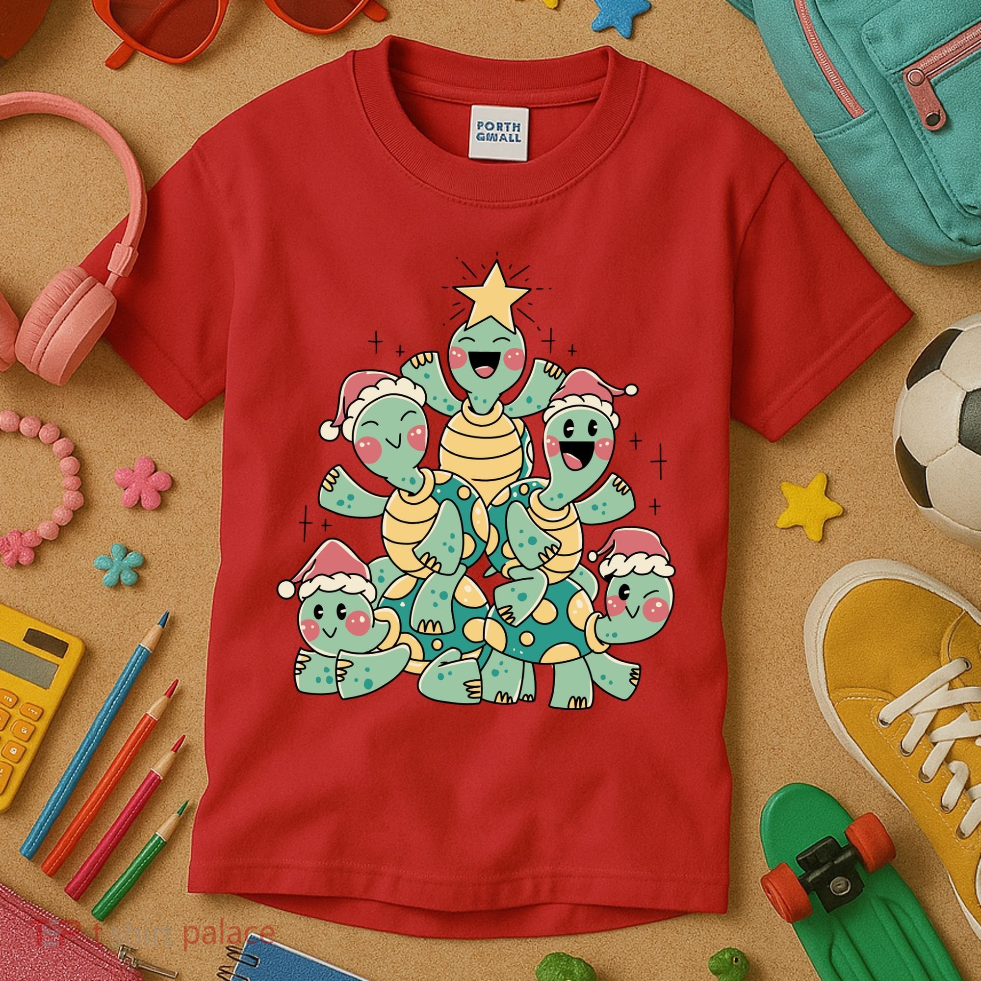 Christmas Turtles Holiday Tree Kids T-Shirt
