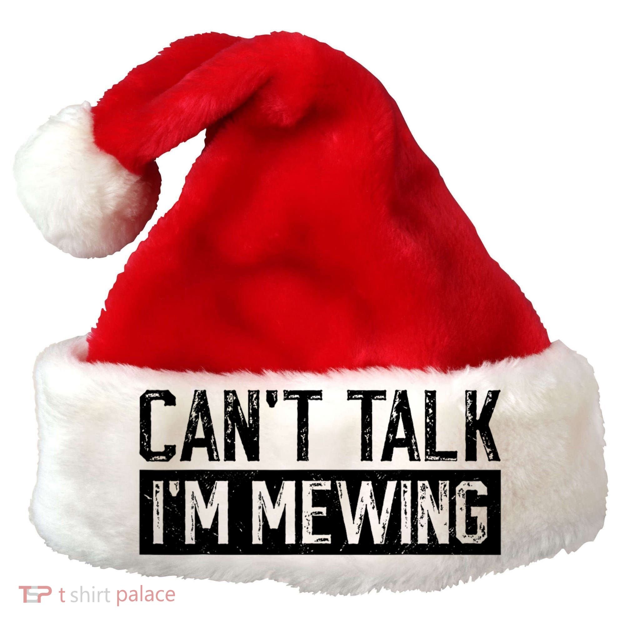 CanT Talk IM Mewing Funny Saying Santa Hat