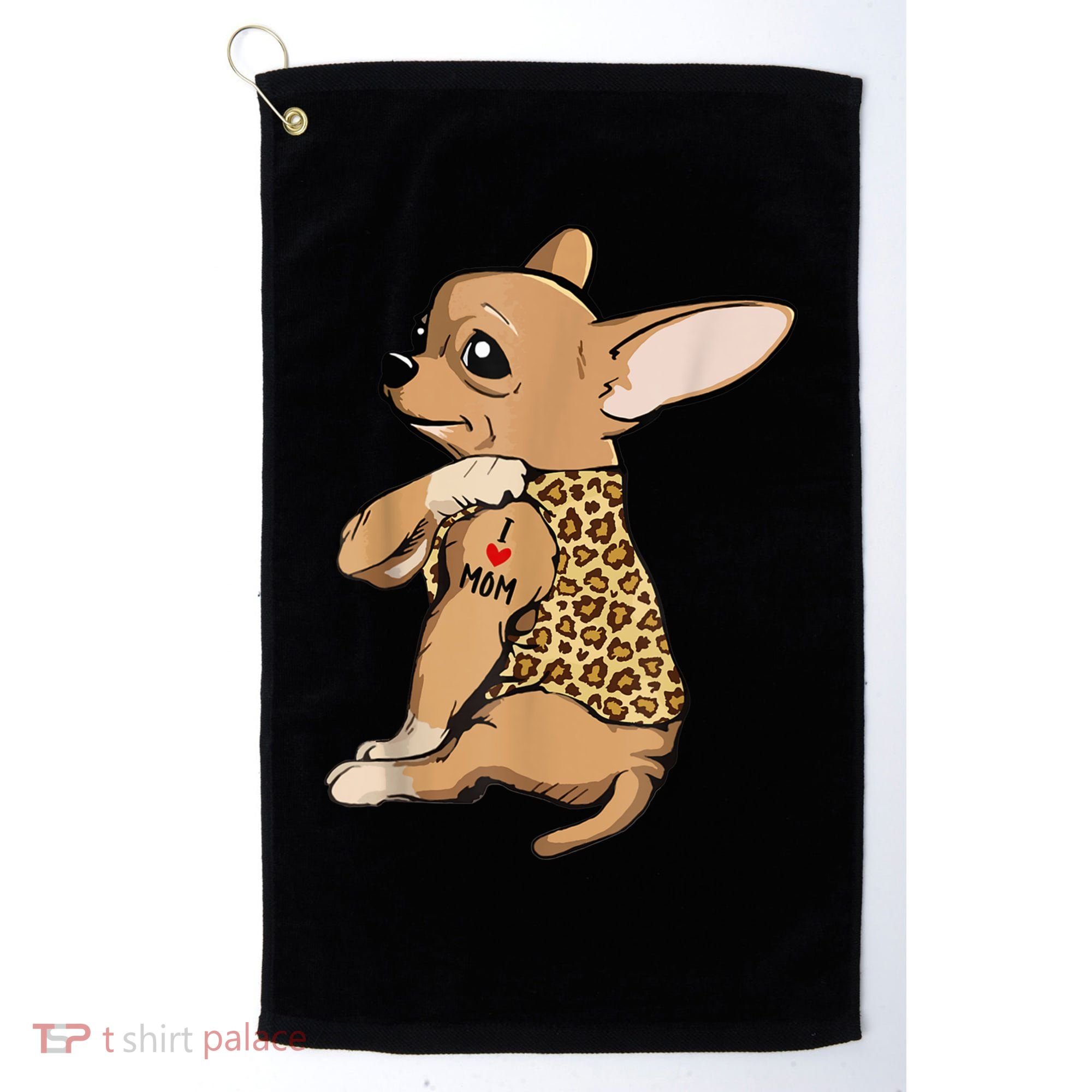 Chihuahua Tattoo I Love Mom Golf Towel
