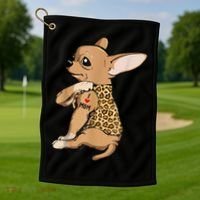 Chihuahua Tattoo I Love Mom Golf Towel thumb 1